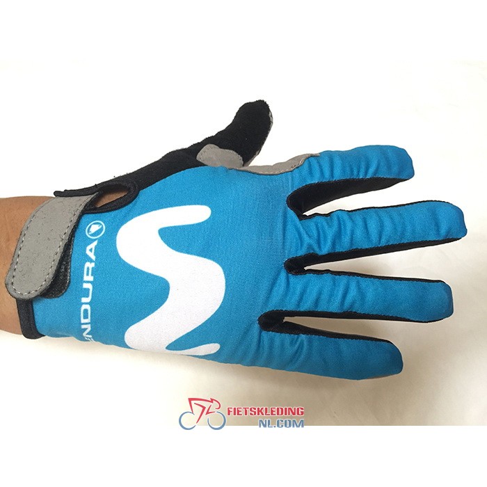 2020 Movistar Lange Handschoenen Blauw Wit